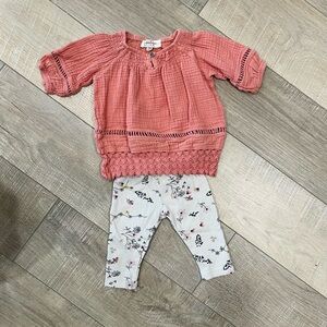 Like New! Jessica Simpson Pink Top and Floral Leggings Set
